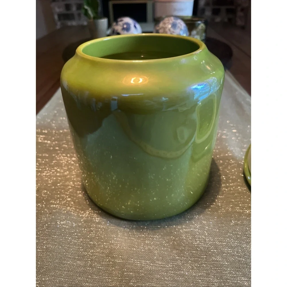 Rae Dunn By Magenta Happy Haunting Green Handle Canister Candy Cookie Jar EUC
